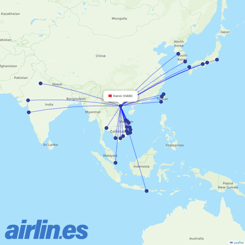VietJet Air at HAN route map