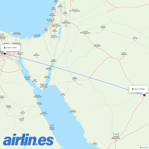 Nile Air at HAS route map
