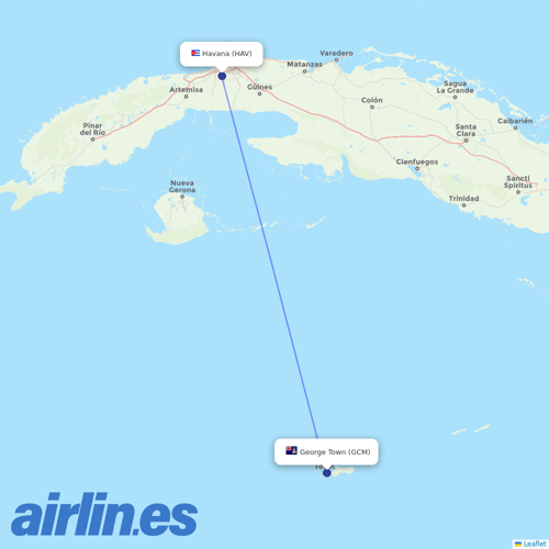 Cayman Airways at HAV route map