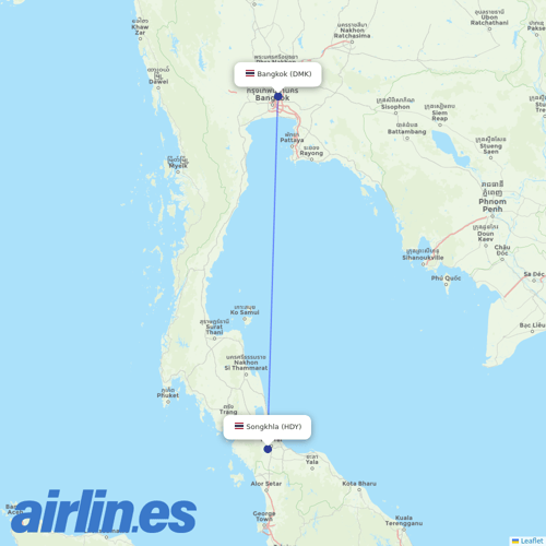 Nok Air at HDY route map