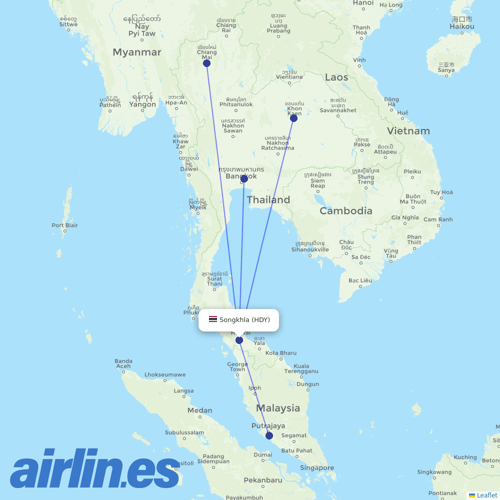 Thai AirAsia at HDY route map