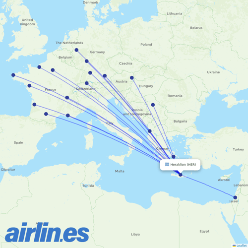 Aegean Airlines at HER route map