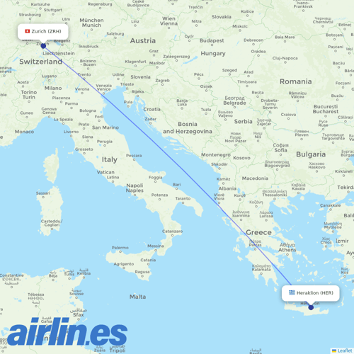 Edelweiss Air at HER route map