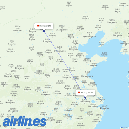 HongTu Airlines at HET route map