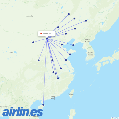 Tianjin Airlines at HET route map
