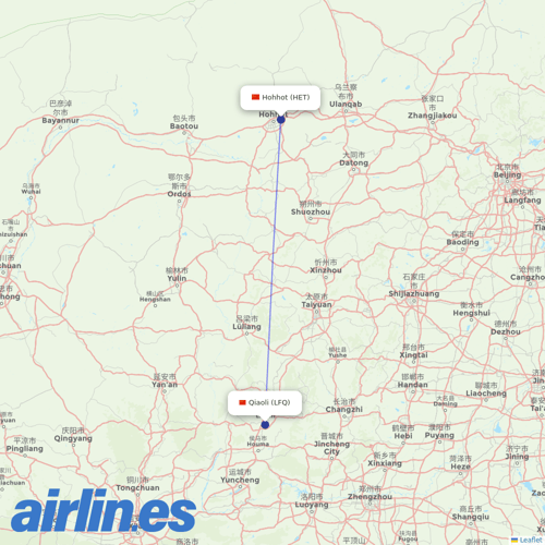 Jiangxi Airlines at HET route map