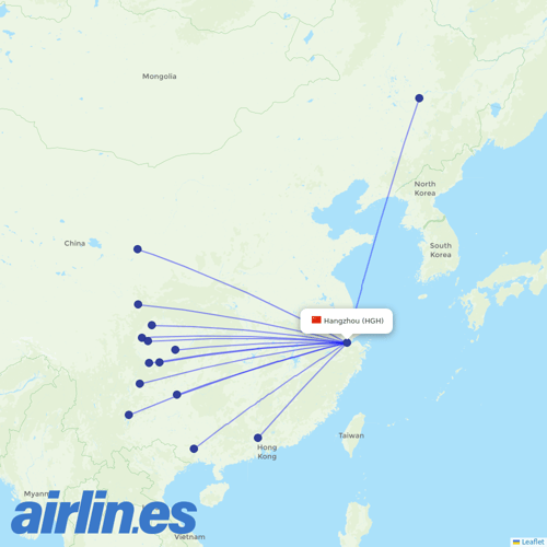 Sichuan Airlines at HGH route map