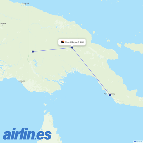 Air Niugini at HGU route map