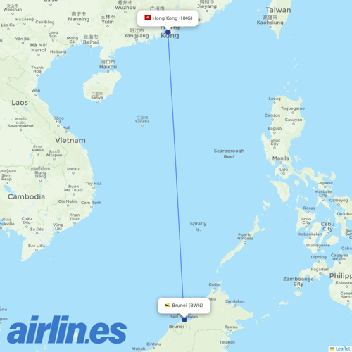 Royal Brunei Airlines at HKG route map