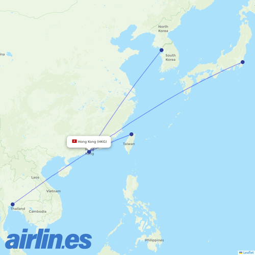 Asia Atlantic Airlines at HKG route map