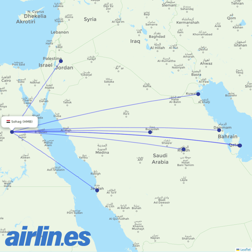 Air Cairo at HMB route map