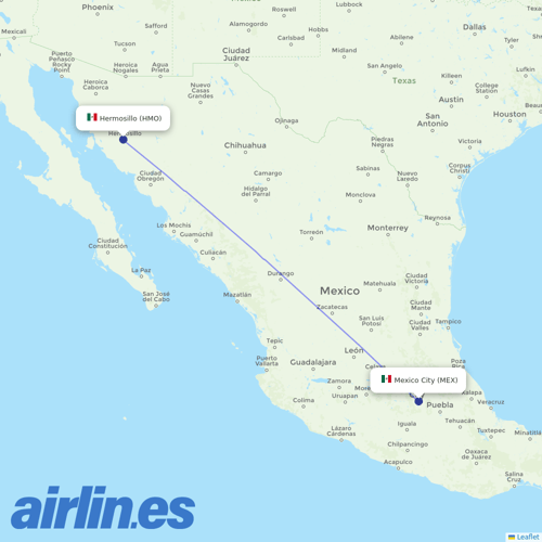 Aeromexico at HMO route map