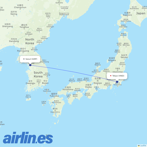 Asiana Airlines at HND route map