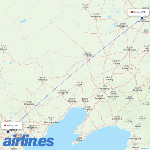 China United Airlines at HRB route map