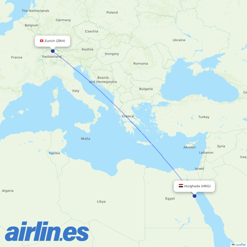 Edelweiss Air at HRG route map