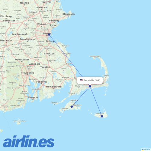 Cape Air at HYA route map
