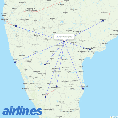 Air India at HYD route map