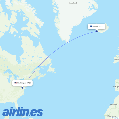 Icelandair at IAD route map
