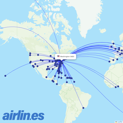 United at IAD route map