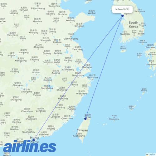 Cathay Pacific at ICN route map