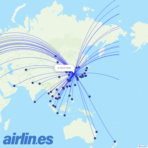 Korean Air at ICN route map