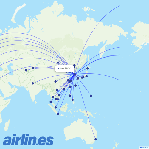 Asiana Airlines at ICN route map