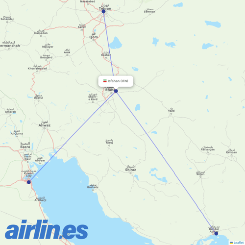 Iran Air at IFN route map