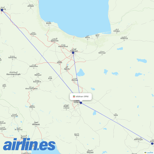 Mahan Air at IFN route map