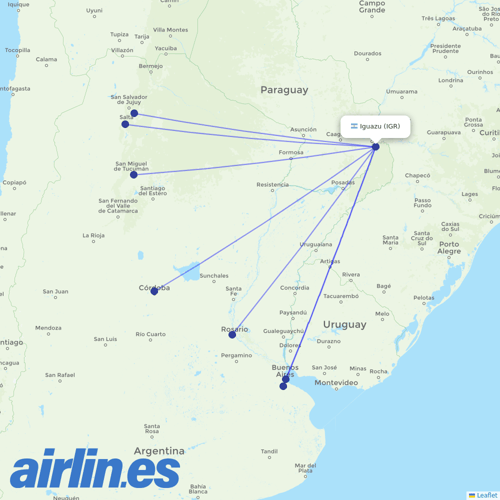 Aerolineas Argentinas at IGR route map