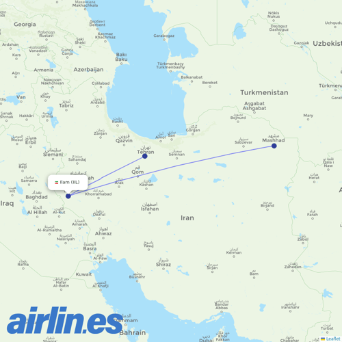 Iran Aseman Airlines at IIL route map