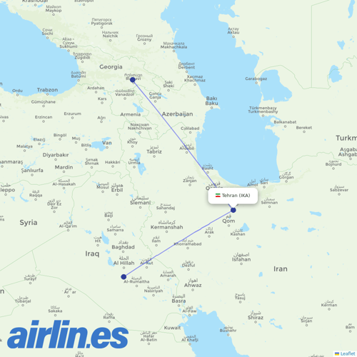 Iran Aseman Airlines at IKA route map