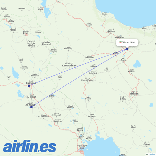 Iraqi Airways at IKA route map