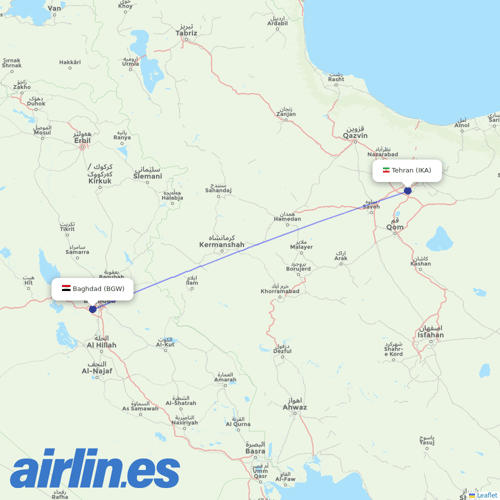 Fly Baghdad at IKA route map