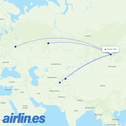 Ural Airlines at IKT route map