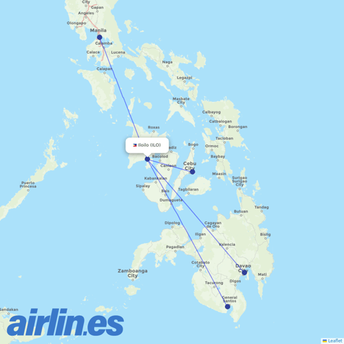 Philippine Airlines at ILO route map