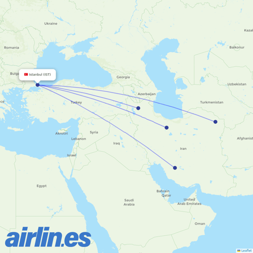 Iran Airtour at IST route map
