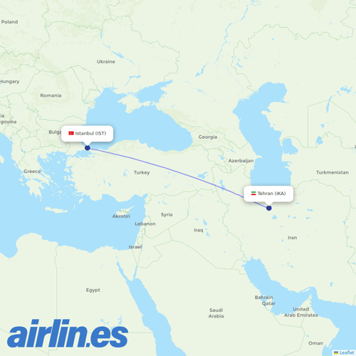 Iran Air at IST route map