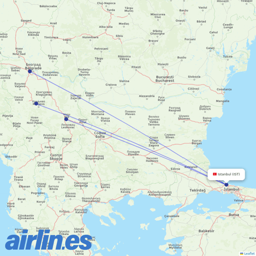Air Serbia at IST route map