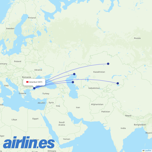 Air Astana at IST route map