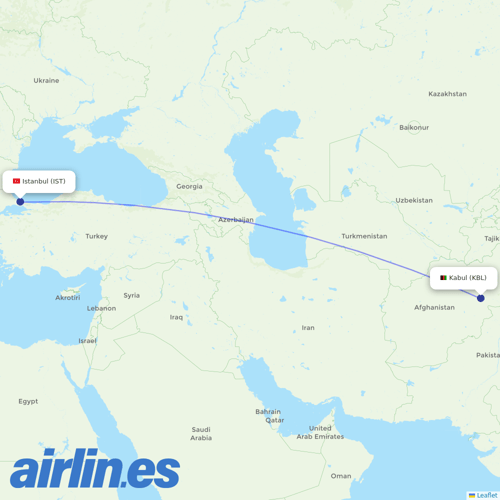 Kam Air at IST route map