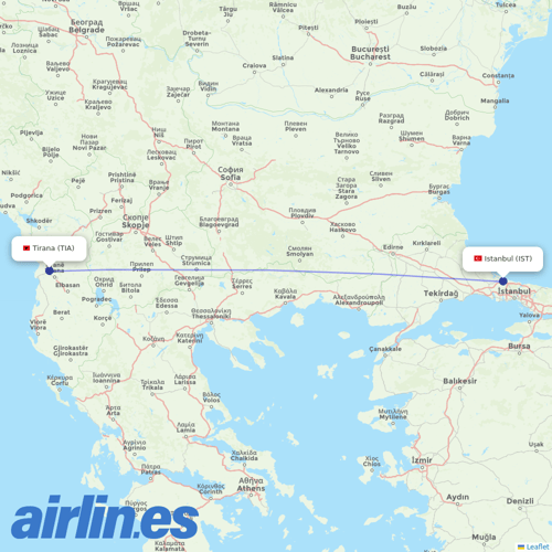 Air Albania at IST route map