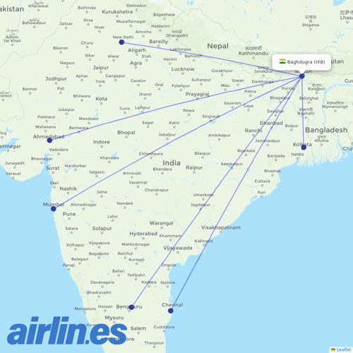 SpiceJet at IXB route map