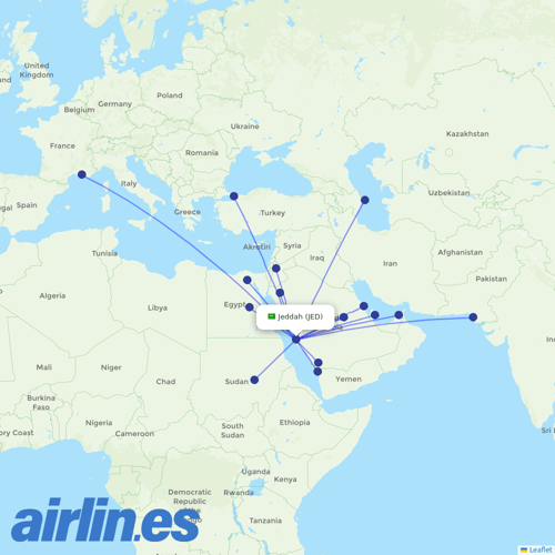 Flynas at JED route map