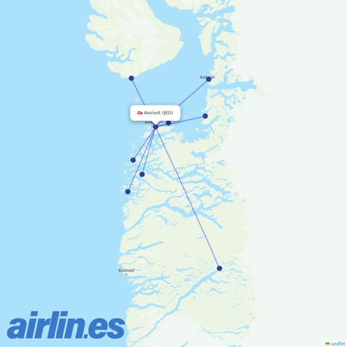 AirGlow Aviation Services at JEG route map