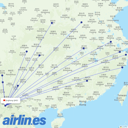 Lucky Air at JHG route map