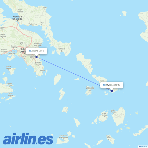 Aegean Airlines at JMK route map