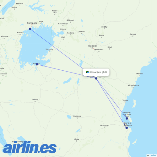Air Tanzania at JRO route map