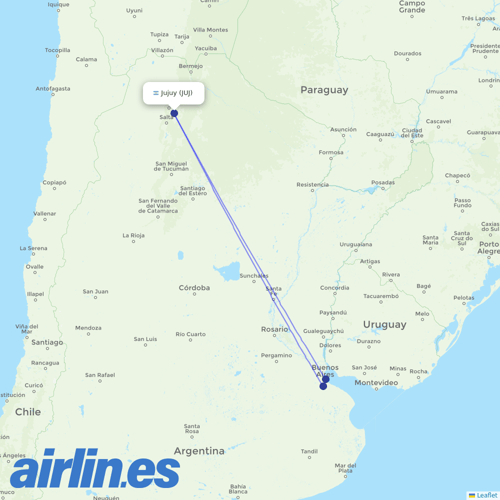 Felix Airways at JUJ route map