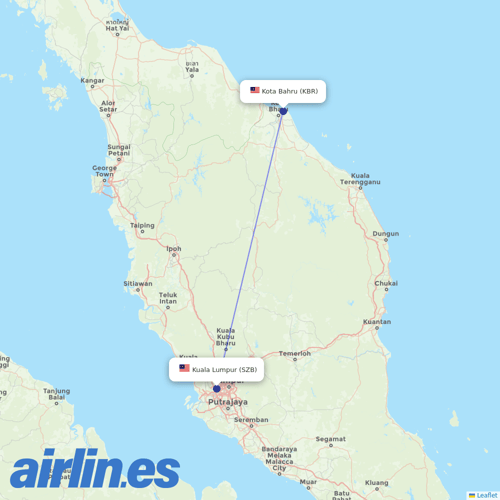 Batik Air Malaysia at KBR route map