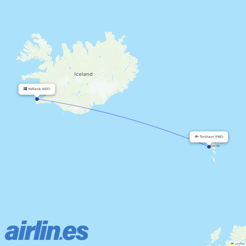 Atlantic Airways at KEF route map